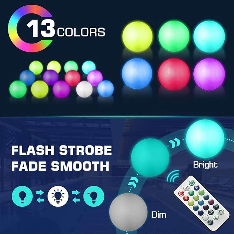Icnice LED Beach Balls Glow in Dark Party Supplies, 2pcs Inflatable Light up Ballon 16'' Floating Pool Light with Remote 16 Color 4 Mode Beach Game Pool Toy Kickball for Neon Party Decoration-4 Lights - Image 4