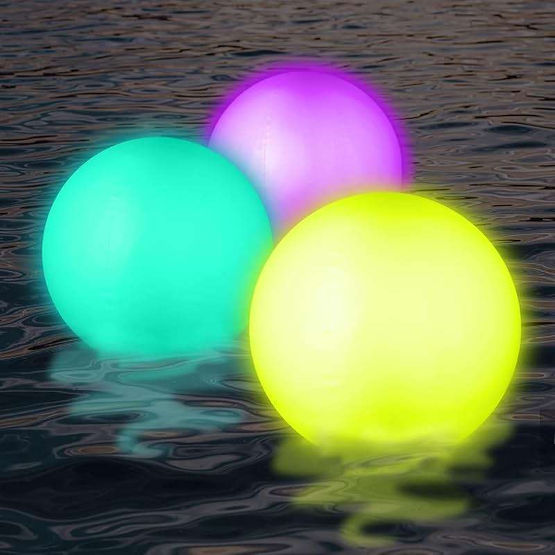 Icnice LED Beach Balls Glow in Dark Party Supplies, 2pcs Inflatable Light up Ballon 16'' Floating Pool Light with Remote 16 Color 4 Mode Beach Game Pool Toy Kickball for Neon Party Decoration-4 Lights - Image 7