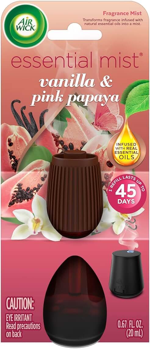 Air Wick Essential Mist Refill, 1 ct, Vanilla and Pink Papaya, Essential Oils Diffuser, Air Freshener - Product Image