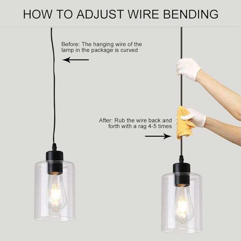 KLSS Modern Black Farmhouse Clear Glass Cylinder Pendant Light Fixture,Island Lights for Kitchen,Mini Pendant Lighting for Kitchen Island Decor - 4.75 Inch Shade 58 Inch Cord (Black 2 Pack) - Image 7