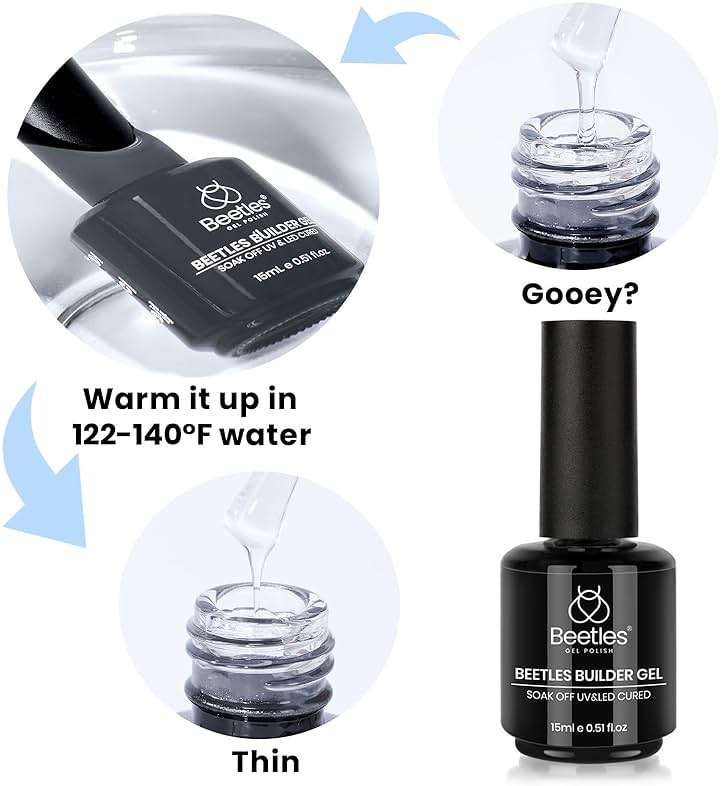 Beetles Builder Gel for Nails,0.51 oz Clear,8 in 1 Strengthening Thickening Building Instant Apex,Beginners Friendly & DIY Salon Manicure,LED & UV Lamp Needed,Gifts for Women - Image 7