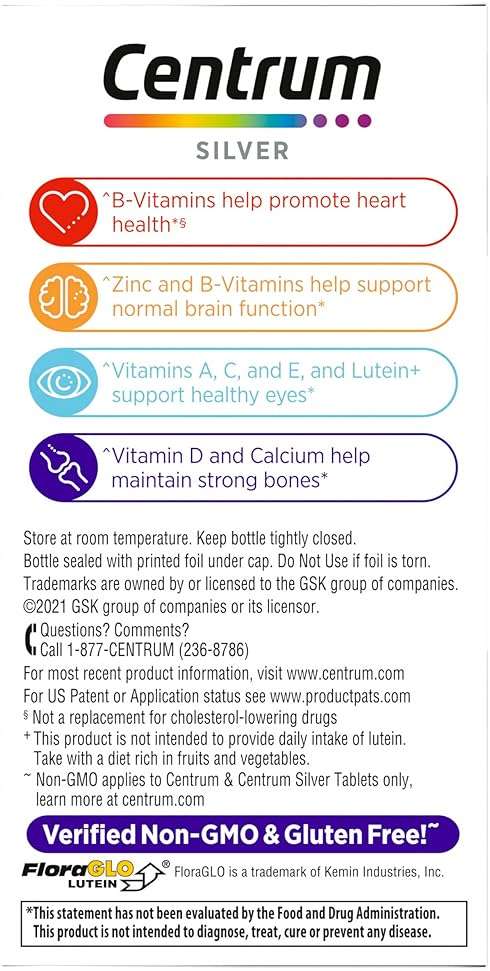 Centrum Silver Women's Multivitamin for Women 50 Plus, Multivitamin/Multimineral Supplement with Vitamin D3, B Vitamins, Non-GMO Ingredients, Supports memory and cognition in older adults - 65 Ct - Image 10