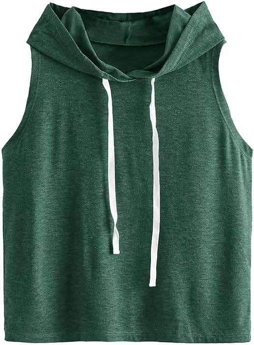 SweatyRocks Women's Workout Tank Tops Sleeveless Running Athletic Hoodie Sports Gym Exercise Tops Dance Clothes - Product Image