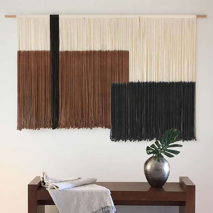 Macrame Wall Hanging Large Dip Dye Tapestry Fiber Wall Art Boho Bedroom Décor 57''W*35''L - Image 1