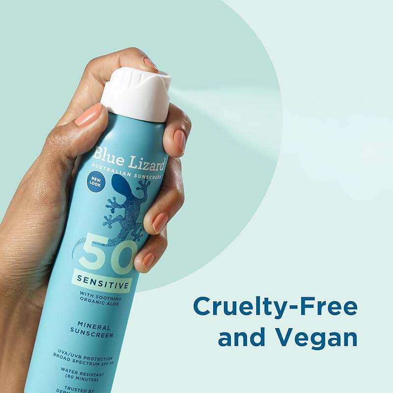 Blue Lizard Sensitive Mineral SPF 50 Spray, Dermatologist-Recommended Brand, Broad-Spectrum UVA/UVB Protection, Water-Resistant, Zinc Oxide Formula, 5 oz - Image 3