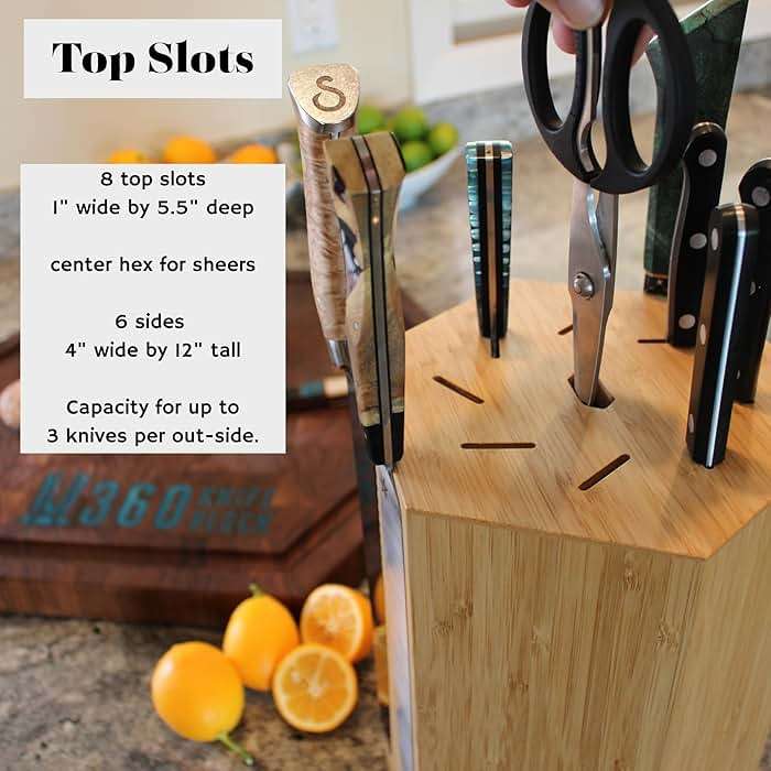 360KnifeBlock® MAX (black) ROTATING Magnetic Knife Block - MAX 12" tall with an array top slots SeriousEats/Food&Wine/ATK BEST Universal Knife Block - handmade in Washington - Image 4