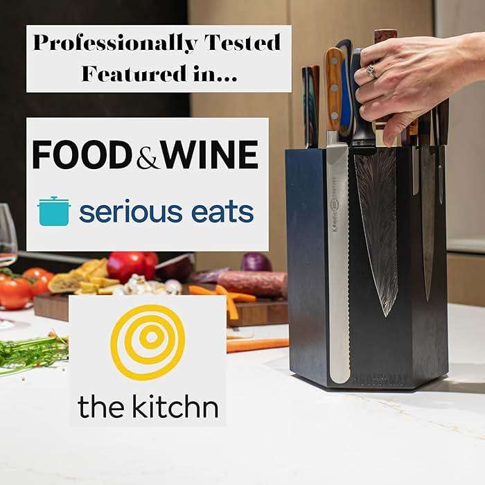 360KnifeBlock® MAX (black) ROTATING Magnetic Knife Block - MAX 12" tall with an array top slots SeriousEats/Food&Wine/ATK BEST Universal Knife Block - handmade in Washington - Image 7