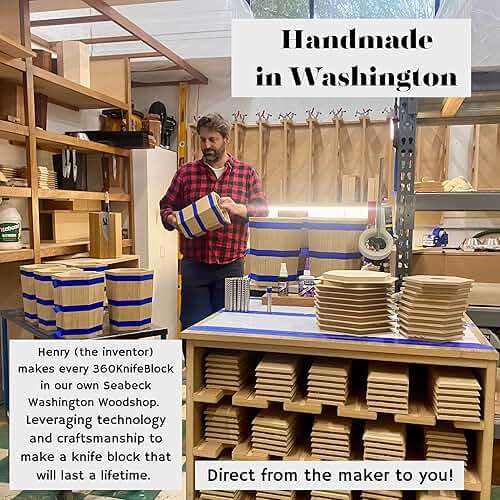 360KnifeBlock® MAX (black) ROTATING Magnetic Knife Block - MAX 12" tall with an array top slots SeriousEats/Food&Wine/ATK BEST Universal Knife Block - handmade in Washington - Image 9