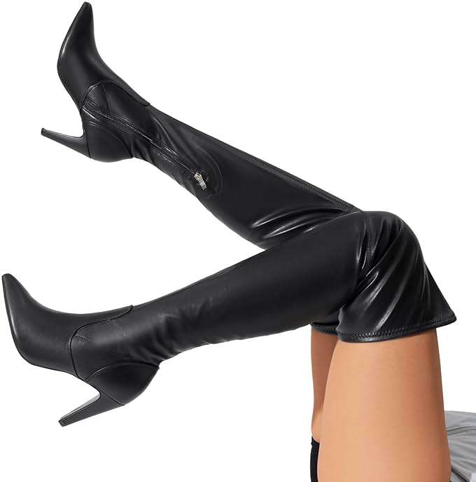 DREAM PAIRS Women's Thigh High Boots Over The Knee Heels Long Sexy Pointed Toe Boots - Image 7