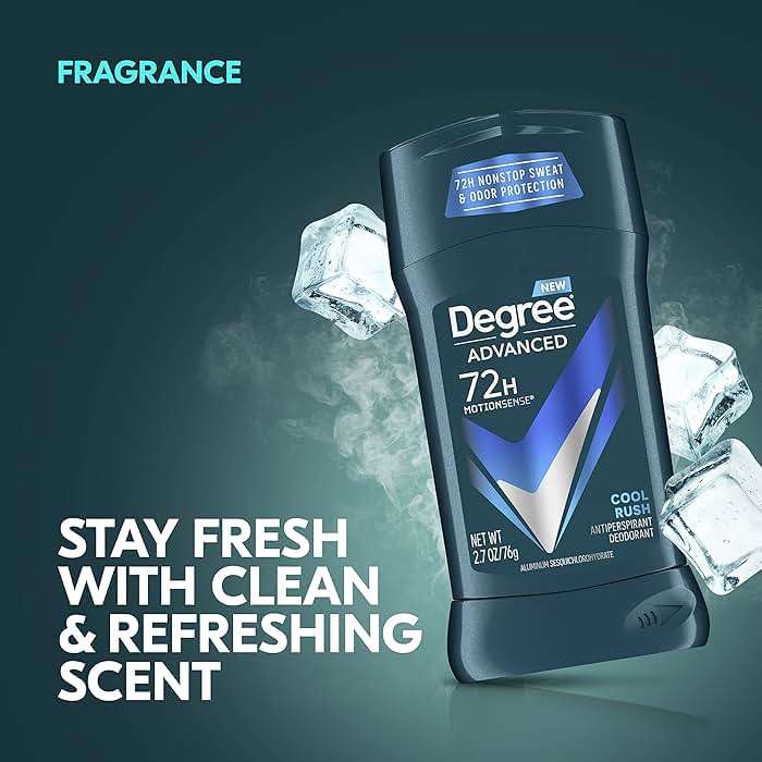 Degree Men Advanced Protection Antiperspirant Deodorant Cool Rush 4 count 72-Hour Sweat and Odor Protection Antiperspirant For Men With MotionSense Technology 2.7 oz - Image 7