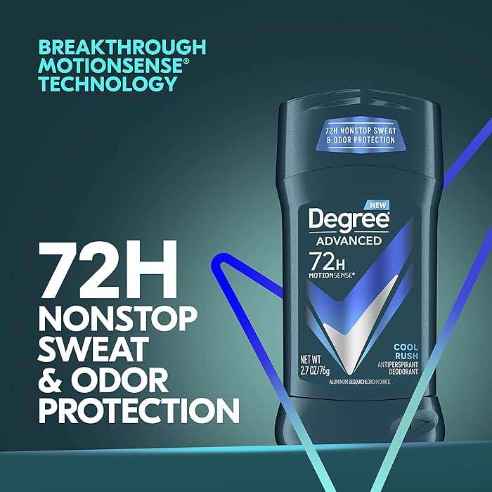 Degree Men Advanced Protection Antiperspirant Deodorant Cool Rush 4 count 72-Hour Sweat and Odor Protection Antiperspirant For Men With MotionSense Technology 2.7 oz - Image 8