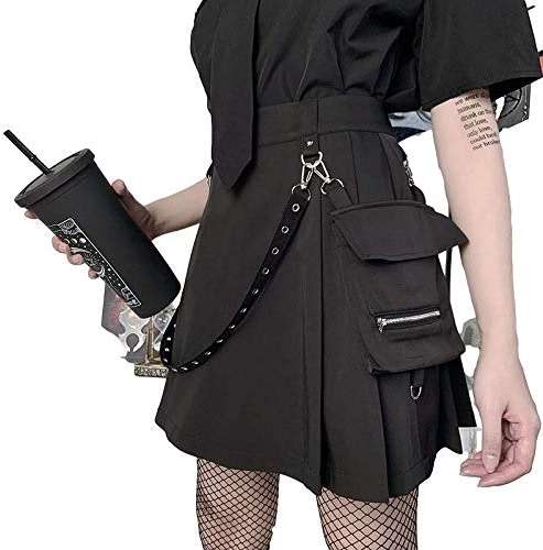 TSMNZMU Womens Punk Cargo Skirts Gothic Grunge Mini Skirts Emo Alt Skirt Mall Goth Harajuku Skirt with Pockets - Image 2