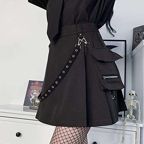 TSMNZMU Womens Punk Cargo Skirts Gothic Grunge Mini Skirts Emo Alt Skirt Mall Goth Harajuku Skirt with Pockets - Image 5