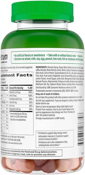 Centrum MultiGummies Gummy Multivitamin for Adults, Multivitamin/Multimineral Supplement with Vitamins D, B and E, Assorted Fruit Flavor - 180 Count - Image 12