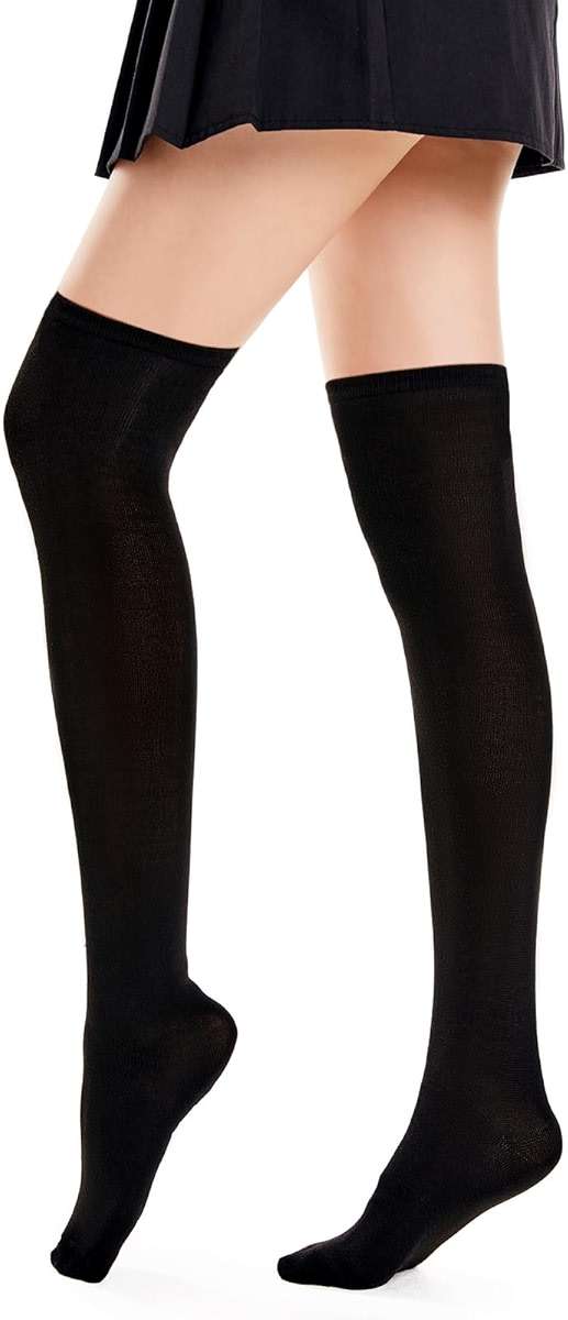 Ammiko Womens Thigh High Socks Cotton Striped Over the Knee Socks Long Knee High Socks Casual High Stockings for Women - Image 2