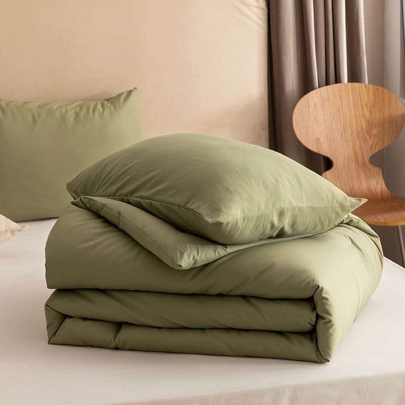 ROSGONIA Queen Comforter Set Olive Green, 3pcs Bedding Sets Queen (1 Boho Olive Comforter & 2 Pillowcases), All Season Lightweight Blanket Quilt - Image 6