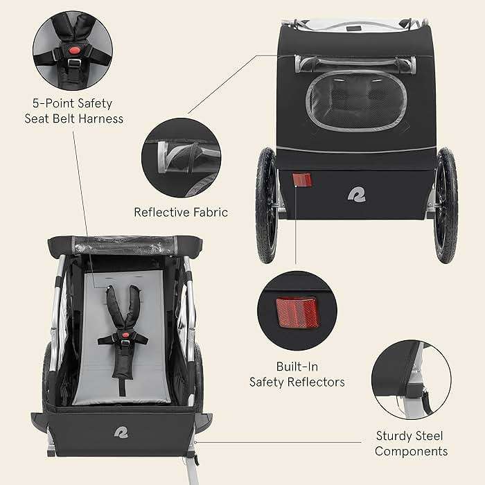 Retrospec Rover Kids Bicycle Trailer Single and Double Passenger Children’s Foldable - Image 3