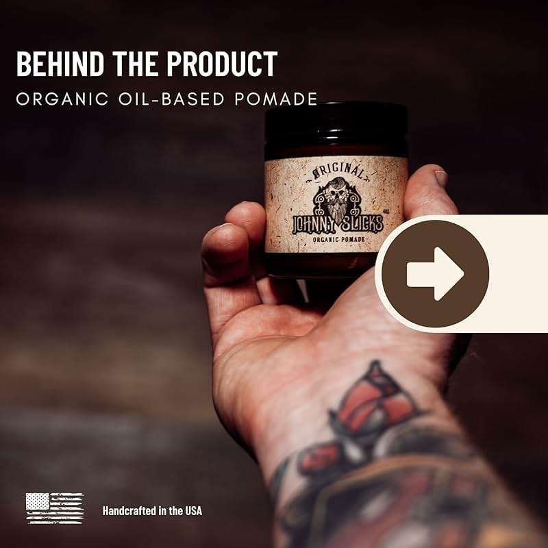 Johnny Slicks Oil Based Pomade | Organic Hair Styling for Men, Low to Medium Hold | Promotes Healthy Hair Growth & Helps Hydrate Dry Skin, (Original, 4 Ounce) Veteran Owned, USA Made. - Image 2