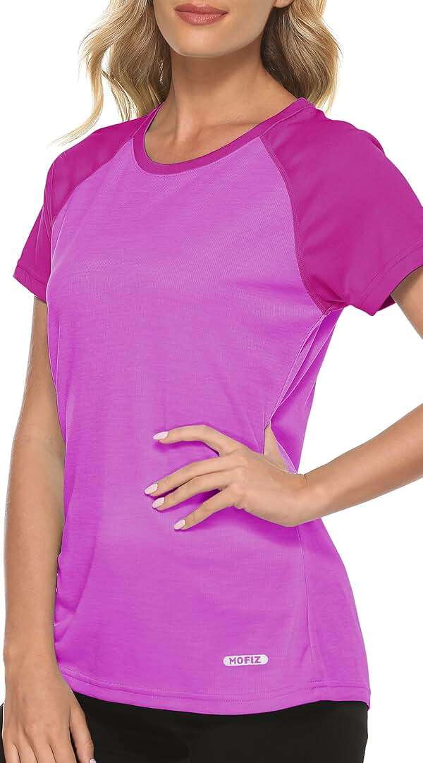 MoFiz Women's Short Sleeve UPF 50+ Sun Protection Sports T-Shirt Quick Dry Running Workout Athletic Tee Top - Image 2