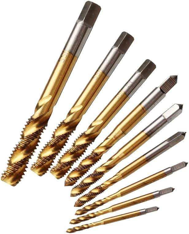 Yakamoz 9pcs Machine Screw Tap Set Titanium Spiral Flute Drill Taps Metric M2 M2.5 M3 M4 M5 M6 M8 M10 M12 Thread Tapping Tool - Image 2