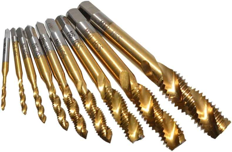 Yakamoz 9pcs Machine Screw Tap Set Titanium Spiral Flute Drill Taps Metric M2 M2.5 M3 M4 M5 M6 M8 M10 M12 Thread Tapping Tool - Image 3