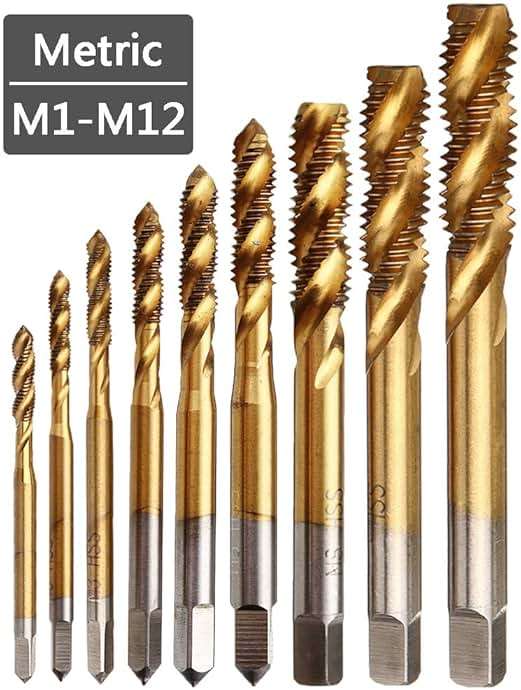 Yakamoz 9pcs Machine Screw Tap Set Titanium Spiral Flute Drill Taps Metric M2 M2.5 M3 M4 M5 M6 M8 M10 M12 Thread Tapping Tool - Image 5