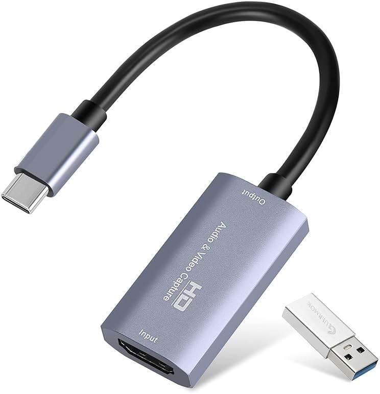 Guermok Video Capture Card, 4K USB3.0 HDMI to USB C Capture Card for Streaming, 1080P 60FPS, Compatible with iPad Mac OS Windows, Quest 3, OBS, PS5/4, Switch2/1, Xbox, Camera (Silver) - Image 1
