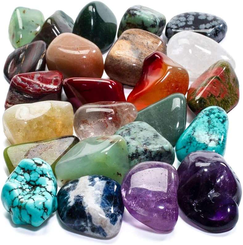 KALIFANO Bulk Tumbled Stones – Over 1,000 Carats Mixed Polished Healing Crystals & Gems for Reiki, Crafts, Kids & Decor (Includes Rose Quartz, Howlite Turquoise, Fluorite, Unakite, Lapis Lazuli) – Piedras de Cristal Para Decorar - Image 1