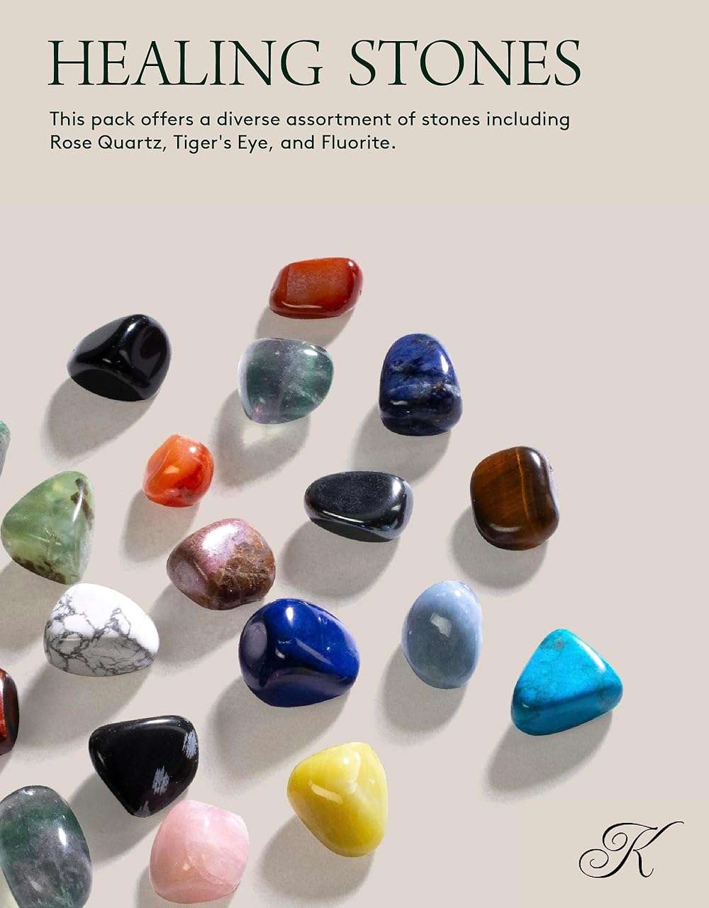 KALIFANO Bulk Tumbled Stones – Over 1,000 Carats Mixed Polished Healing Crystals & Gems for Reiki, Crafts, Kids & Decor (Includes Rose Quartz, Howlite Turquoise, Fluorite, Unakite, Lapis Lazuli) – Piedras de Cristal Para Decorar - Image 2