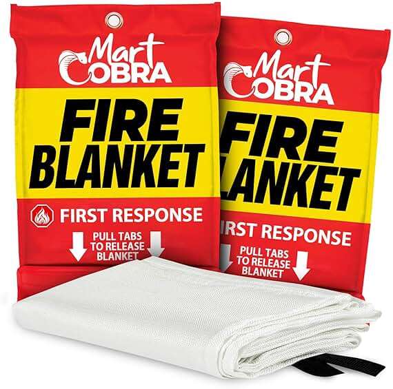 Mart Cobra Fire Blanket 2-Pack – Emergency Fire Suppression for Home & Kitchen – 40"x40" Fireproof Fiberglass Safety Blankets – Heat Resistant & Easy to Use – Smothers Grease & Electrical Fires - Image 1