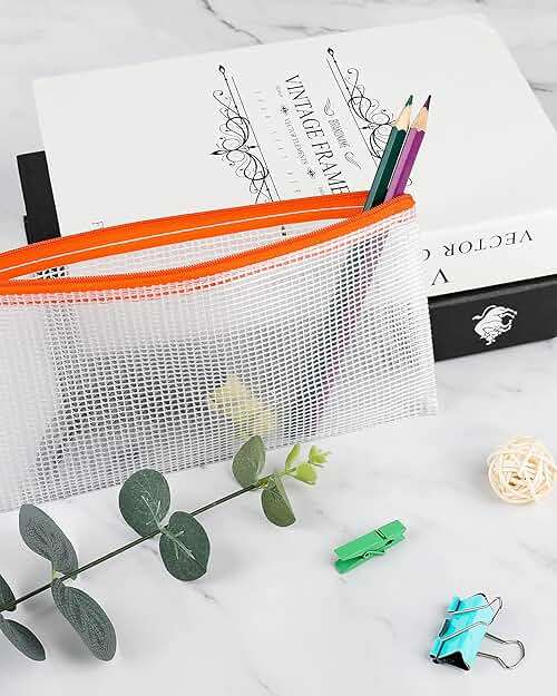 Smarpau 24 Pack Pencil Pouches, A6 Waterproof PVC Pencil Bags, 12 Colors Mesh Zipper Pouches for School Supplies, Classroom Organisation, Office Documents & Travel Storage - Image 6