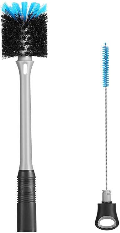 MOSOLAN 2-in-1 Bottle Brush with Straw Brush, Long Handle Water Bottle Scrubbing Brush, Built for Cleaning Sport Bottles, Baby Bottles, Water Bottles, Coffee Mugs, Wine Decanters, Flask, 1 Pack - Image 1