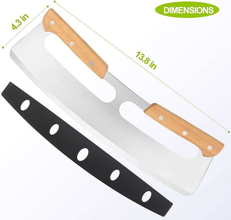 Pizza Cutter Rocker with Wooden Handles & Protective Cover by Zocy, 14" Sharp Stainless Steel Pizza Slicer Wheel, Big Pizza Knife Cutters for Kitchen Tool (14inch) - Image 3