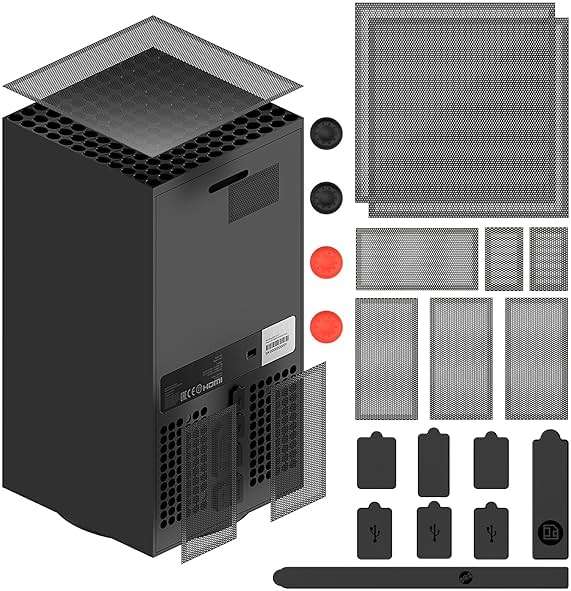Dust Filter for Xbox Series X, Vent Dust Filter Cover Top Case Dust Proof Filter Cover for Xbox Series X with a Set Silicone Dust Plugs- 2 Pack - Image 1