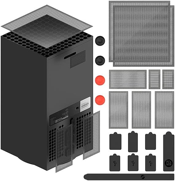 Dust Filter for Xbox Series X, Vent Dust Filter Cover Top Case Dust Proof Filter Cover for Xbox Series X with a Set Silicone Dust Plugs- 2 Pack - Product Image