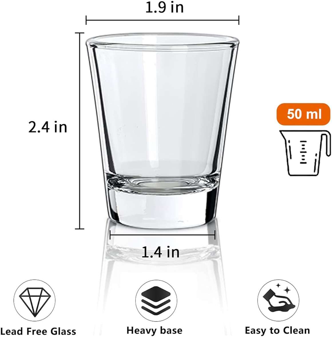 INFTYLE Shot Glasses Set of 24 Clear 1.7 oz/ 50 ml Shot Glass with Heavy Base Shot Glasses Bulk for Whiskey, Tequila, Vodka, Liqueur, Bars - Image 3