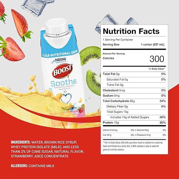 BOOST Soothe Clear Nutritional Drink – Cooling sensation - 300 Calories - 10 g Protein from Whey Protein Isolate - Hint of Strawberry Kiwi Flavor - 8 fl oz (Pack of 24) - Image 3