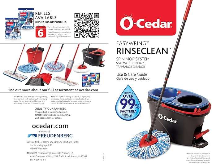 O-Cedar RinseClean Spin Mop & Bucket System | Clean with Clean Water | Removes 99% of Bacteria - Image 18