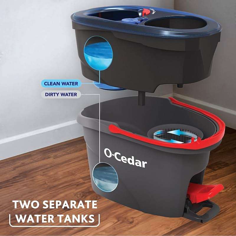 O-Cedar RinseClean Spin Mop & Bucket System | Clean with Clean Water | Removes 99% of Bacteria - Image 3
