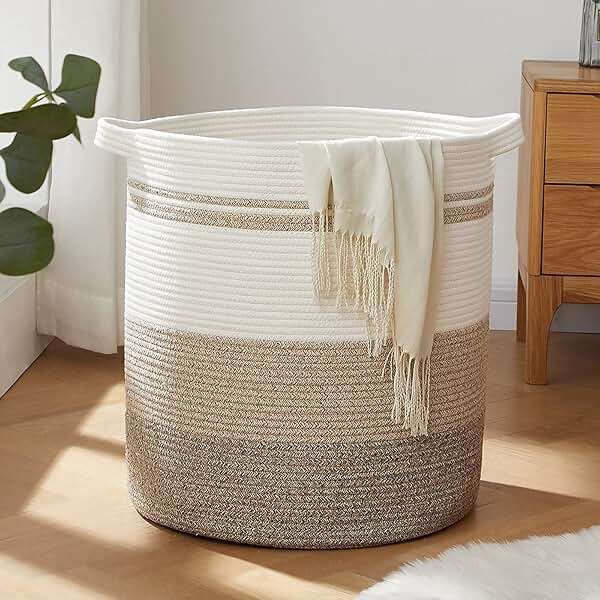 OIAHOMY 80L Laundry Basket Laundry Hamper Nursery Hamper Gradient Yellow | Tall Dirty Clothes Hamper with Handle,Blanket Basket,Decorative Basket for Living Room,Storage Basket,Toy Storage - Image 1