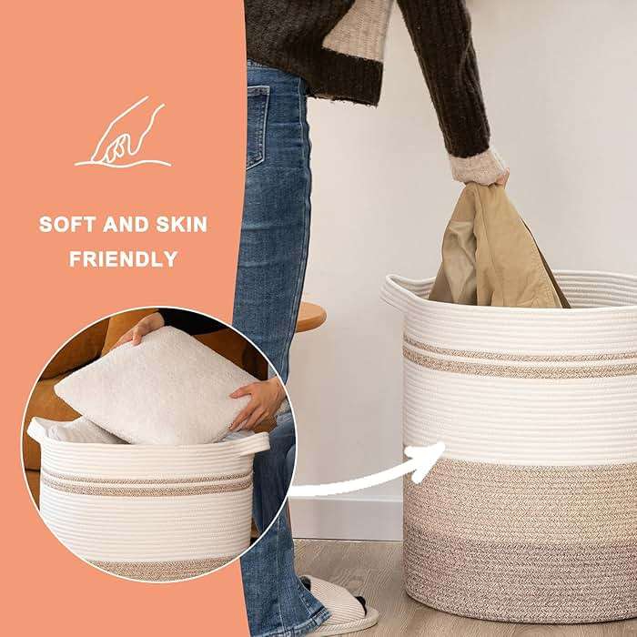 OIAHOMY 80L Laundry Basket Laundry Hamper Nursery Hamper Gradient Yellow | Tall Dirty Clothes Hamper with Handle,Blanket Basket,Decorative Basket for Living Room,Storage Basket,Toy Storage - Image 7