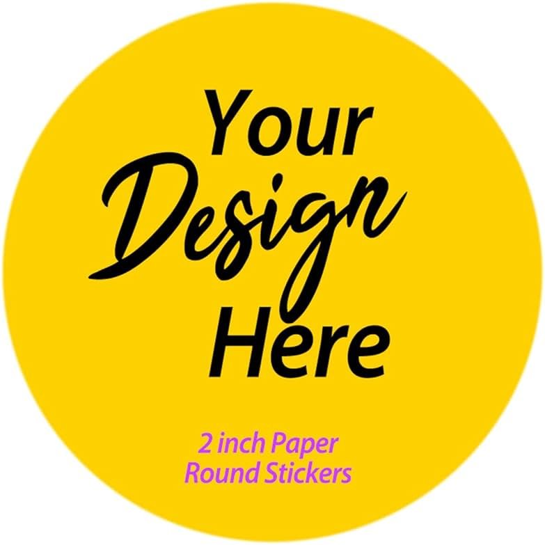 300 pcs Premium Custom Stickers Paper 2 inch Round Uncoated - Personalized Stickers for Businesses with Logo and Name. Birthday and Wedding Favors. Baby Pets Label Product Boxes - Product Image