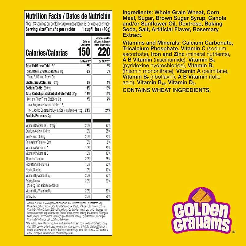 Golden Grahams Breakfast Cereal, Graham Cracker Taste, Made with Whole Grain, Family Size, 18.9 oz - Image 2