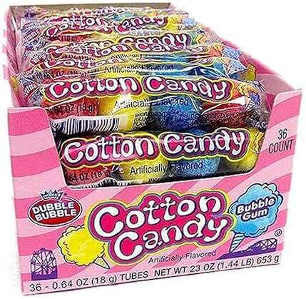 Dubble Bubble Cotton Candy Bubble Gum 4 Pieces Per Sleeve - 36 Count - Image 1