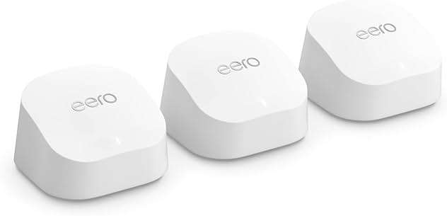 Amazon eero 6+ mesh wifi system - Supports internet plans up to a Gigabit, Coverage up to 4,500 sq. ft., Connect 75+ devices, 3-pack - Image 1