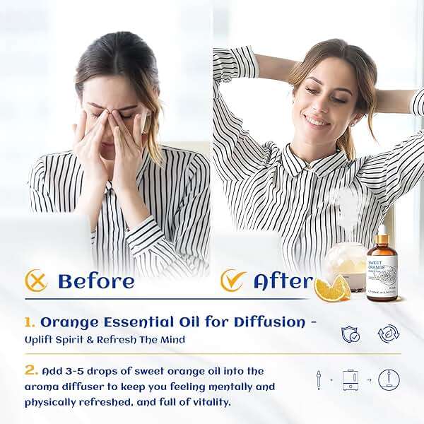 HIQILI 100ML Orange Essential Oil for Air Freshener, DIY Soap, Skin Care, Can be Added to Diffusers, Dryer Balls, Lotions for Use - 3.38 Fl Oz | Aromatherapy for Diffusers & Air Freshening, Skin Care, DIY for Cleaning Spray, Hand Soap, Candle & Soap - Image 2