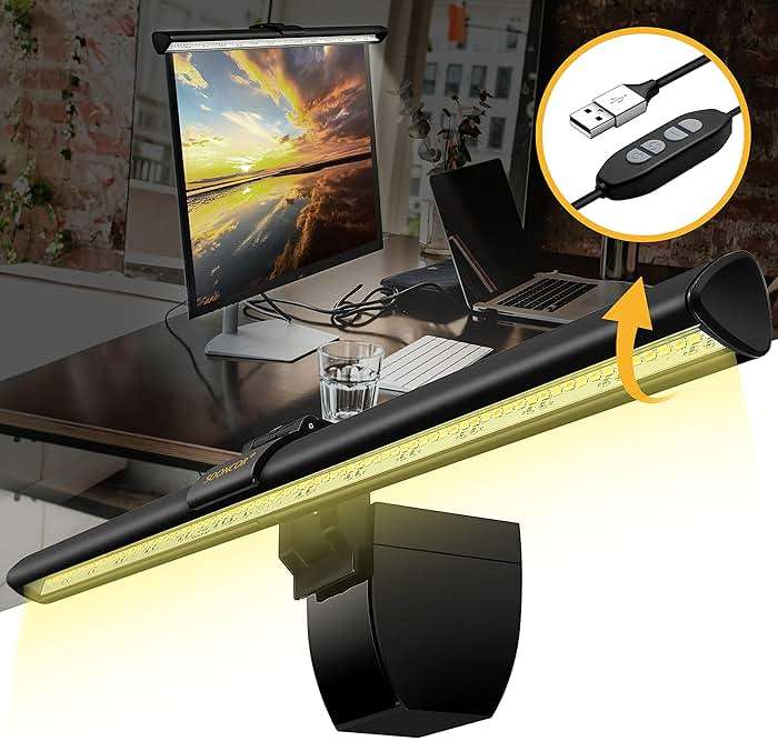 SOONCOR Computer Monitor Light Screen Light Bar e-Reading LED Task Lamp, 3 Color Modes, USB Powered,No Screen Glare, Dimmable Desktop Monitor Lamp for Desk/Office/Home - Image 2