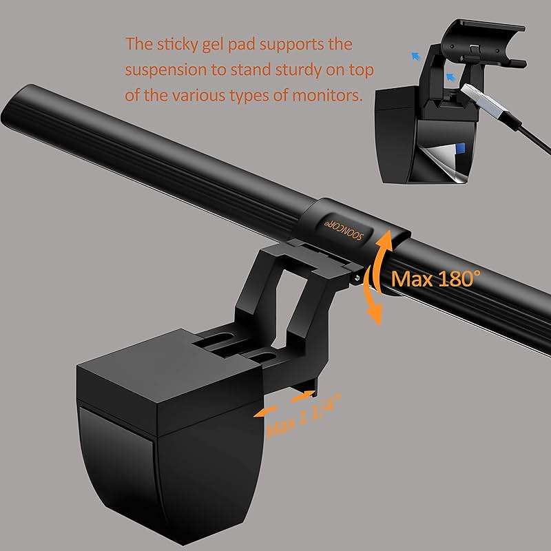 SOONCOR Computer Monitor Light Screen Light Bar e-Reading LED Task Lamp, 3 Color Modes, USB Powered,No Screen Glare, Dimmable Desktop Monitor Lamp for Desk/Office/Home - Image 9