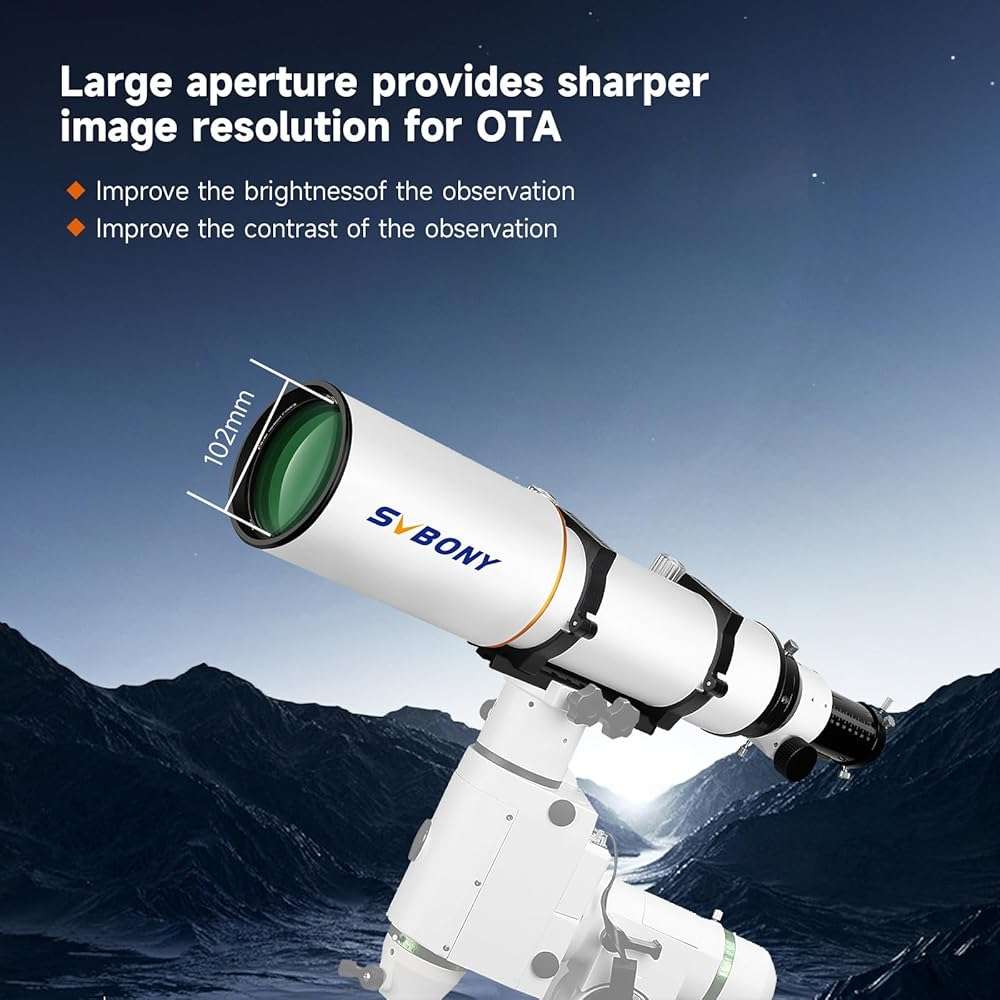 SVBONY SV503 Telescope for Adults High Powered, 102mm F7 Extra Low Dispersion Achromatic Refractor OTA, Dual-Speed Focuser, Refractor Telescope for Planets Deep Sky Astrophotography&Visual Observation - Image 2