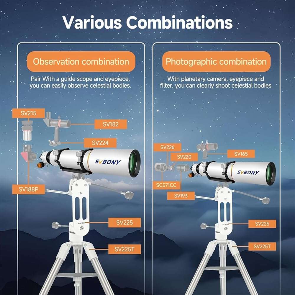 SVBONY SV503 Telescope for Adults High Powered, 102mm F7 Extra Low Dispersion Achromatic Refractor OTA, Dual-Speed Focuser, Refractor Telescope for Planets Deep Sky Astrophotography&Visual Observation - Image 8